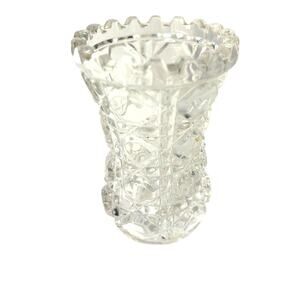 Vntg Anna Hutte? Elegant Crystal Pressed Glass Clear Toothpick Holder Bud Vase-C